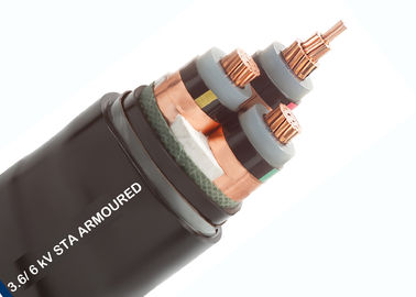 Cable acorazado de tres bases, conductor de cobre desnudo de la clase 2 del cable acorazado de XLPE